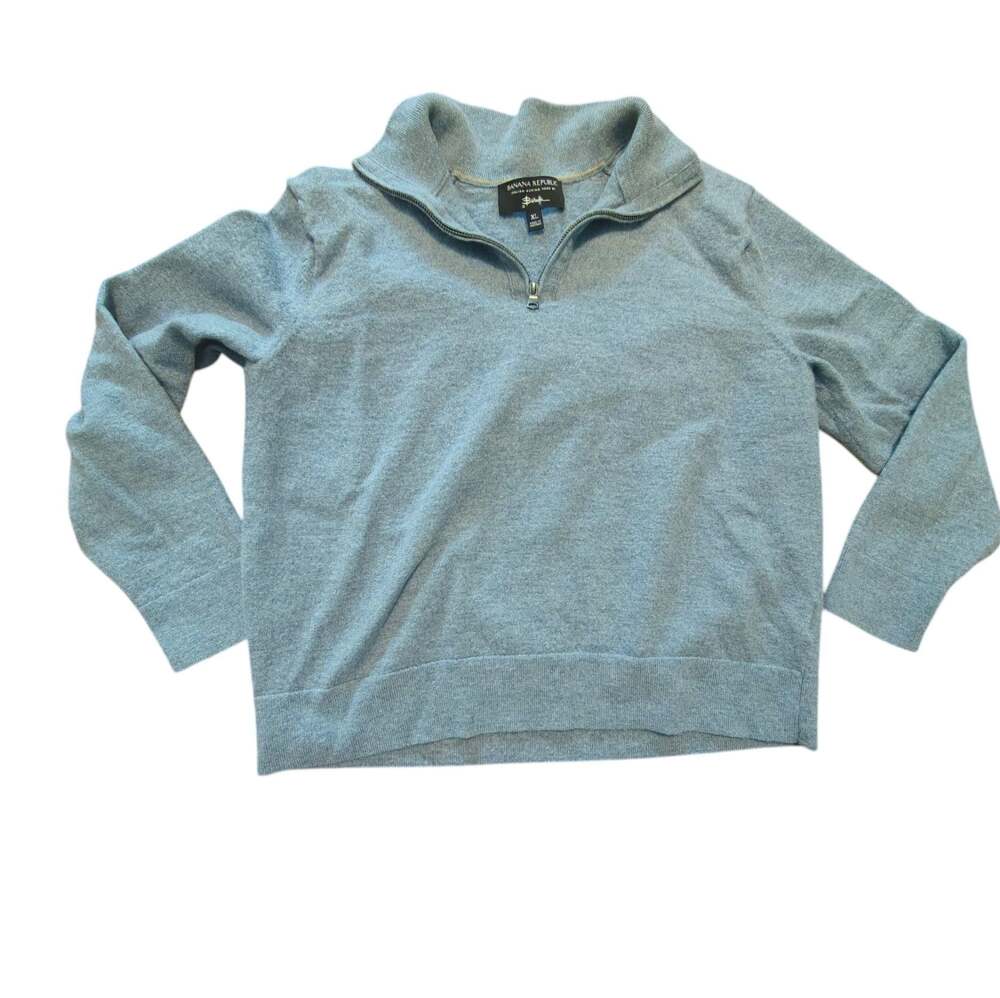 Banana Republic Italian Merino Wool Baruffa Size XL 1/4 Zip Sweater Grey